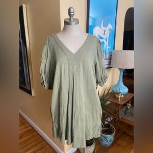 Cynthia Rowley Olive Green V-Neck Mini Dress